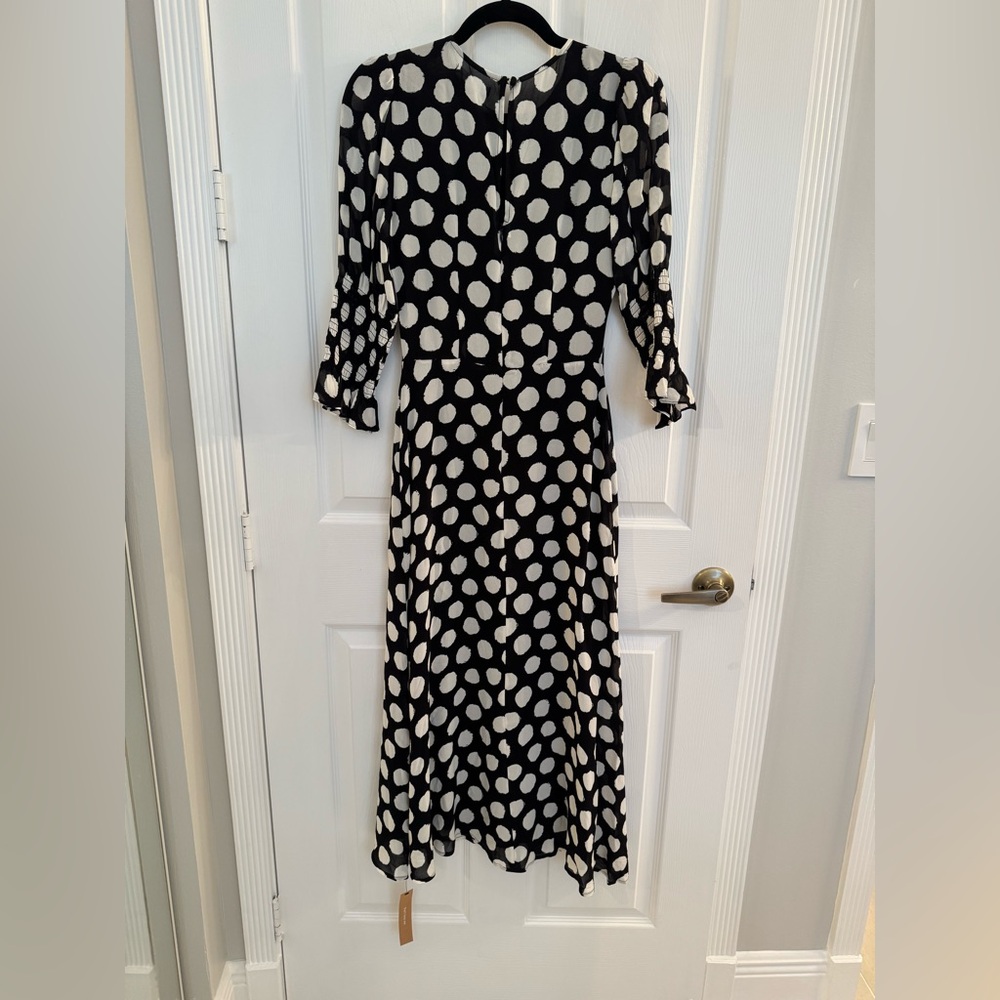 Reformation Carolena Dress - Black and White Dots, New with Tags